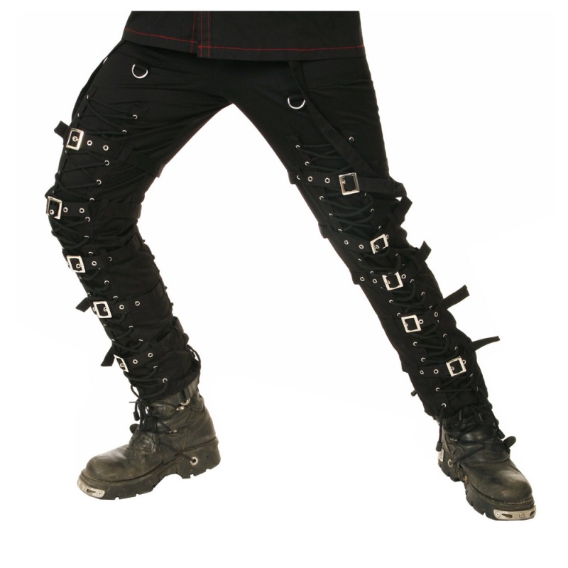 Men Gothic Pant Punk Cyber Black Buckle Trouser D Rings Pant
